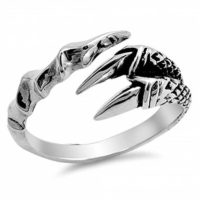 Sterling Silver Stylish Small Eagle Claw Ring with Face Height of 11MM