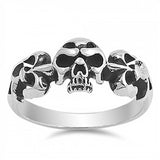 Sterling Silver Fancy Skull with Fleur De Lis RingAnd Face Height of 8MM