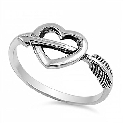 Sterling Silver Trendy Heart with Arrow RingAnd Face Height of 9MM