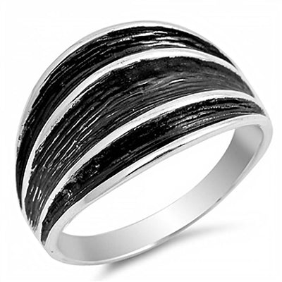 Sterling Silver Fancy Black Cast Ring with Face Height of 14MM