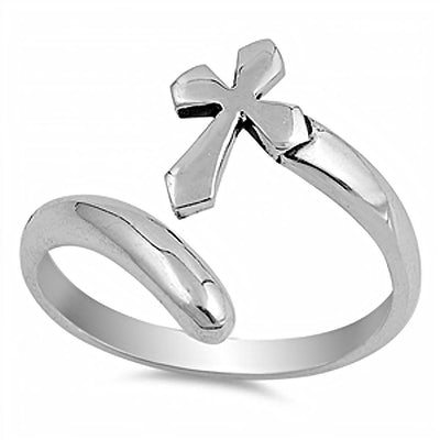 Sterling Silver Fancy Cross Ring with Face Height of 16MM