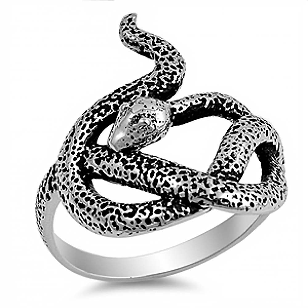 Sterling Silver Fancy Snake Cast Ring with Face Height of 22MM
