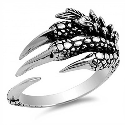 Sterling Silver Stylish Eagle Claw Ring with Face Height of 14MM