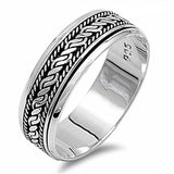 Sterling Silver Spinner Shaped Plain RingsAnd Face Height 7mm