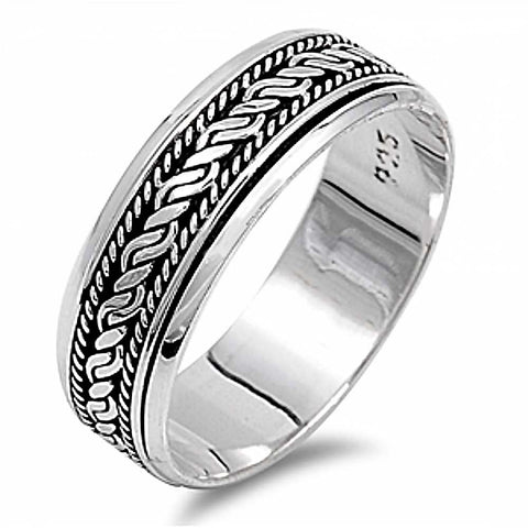 Sterling Silver Spinner Shaped Plain RingsAnd Face Height 7mm