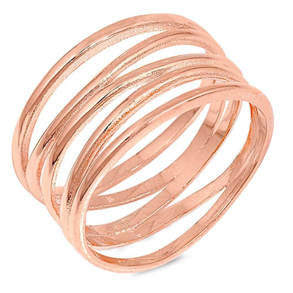 Sterling Silver Rose Gold Plated Wrapped Shaped Plain RingsAnd Face Height 10mm