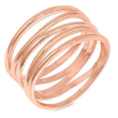 Sterling Silver Rose Gold Plated Wrapped Shaped Plain RingsAnd Face Height 10mm