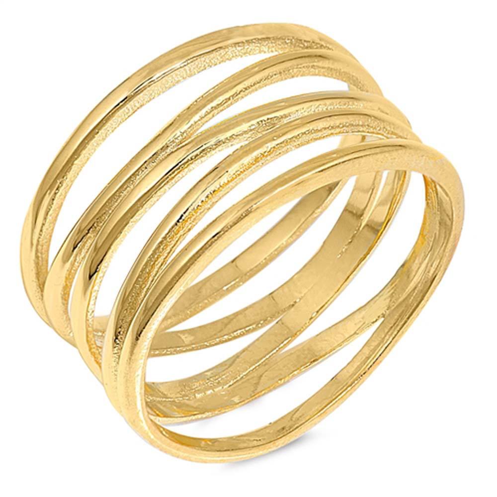 Sterling Silver Yellow Gold Plated Wrapped Shaped Plain RingsAnd Face Height 10mm