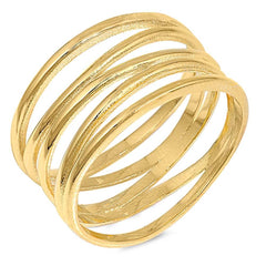 Sterling Silver Yellow Gold Plated Wrapped Shaped Plain RingsAnd Face Height 10mm