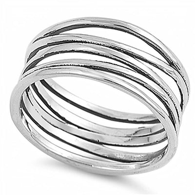 Sterling Silver Wrapped Shaped Plain RingsAnd Face Height 10mm