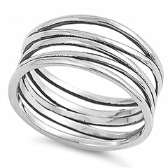 Sterling Silver Wrapped Shaped Plain RingsAnd Face Height 10mm