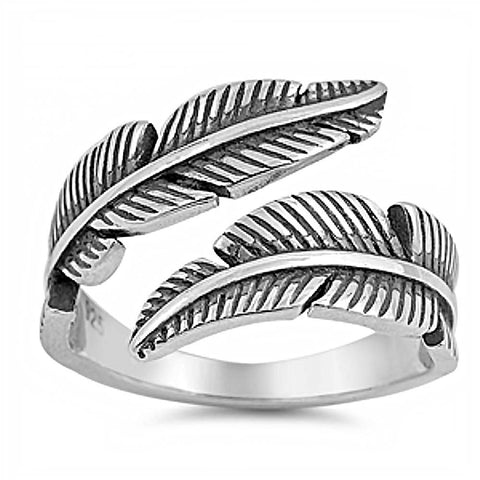 Sterling Silver Feather Shaped Plain RingsAnd Face Height 11mm
