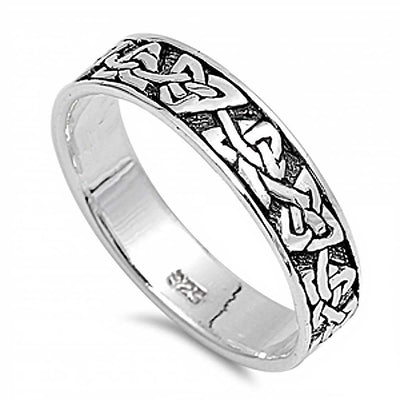 Sterling Silver Modish Celtic Knot Pattern Design Ring with Face Height of 5MM