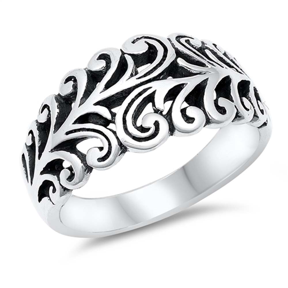 Sterling Silver Trendy Open Star Split Band Ring with Face Height of 10MM