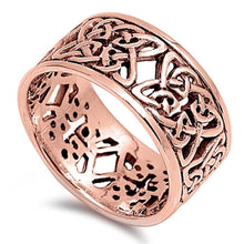 Load image into Gallery viewer, Sterling Silver Rose Gold Plated Celtic Shaped Plain RingsAnd Face Height 10mm