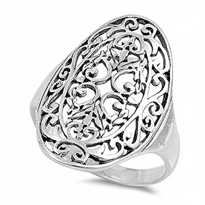 Sterling Silver Fancy Royal Design Ring with Ring face Height of 26MM
