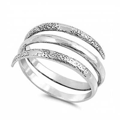 Sterling Silver Stylish Spiral Ring with Ring Face Height of 7MM