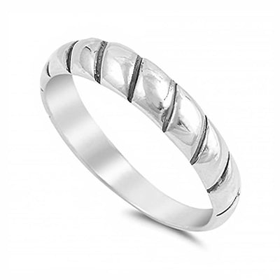 Sterling Silver Stylish Rope Design band Ring with Ring Face Height of 4MM