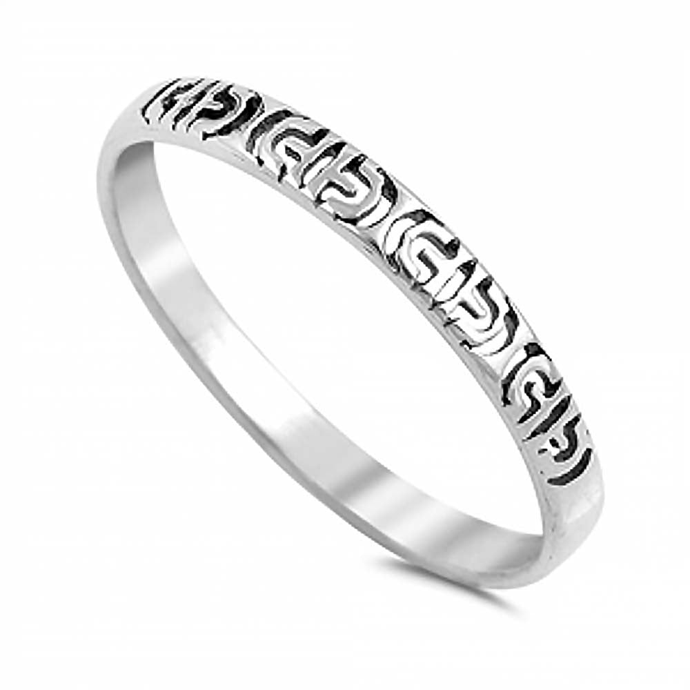 Sterling Silver Stylish Antique Design Band Ring with Ring Face Height of 2MM