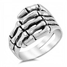 Load image into Gallery viewer, Sterling Silver Skeleton Hand Ring with Ring Face Height of 17MM