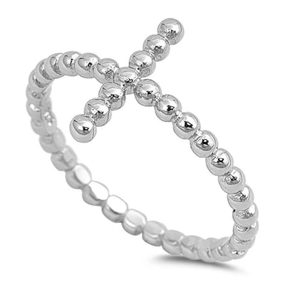 Sterling Silver Long Cross Shaped Plain RingsAnd Face Height 13mm