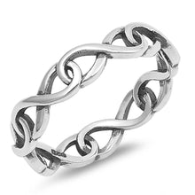 Load image into Gallery viewer, Sterling Silver Oxidized Intertwined Infinity Shaped Plain RingsAnd Face Height 4mm