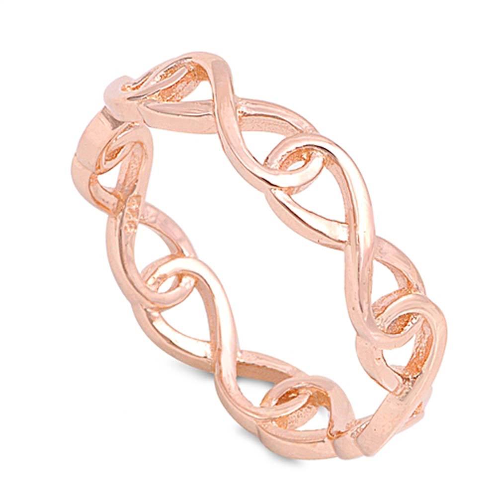 Rose Gold Plated Sterling Silver Fancy Wraparound Infinity Ring with Ring Face Height of 6MM