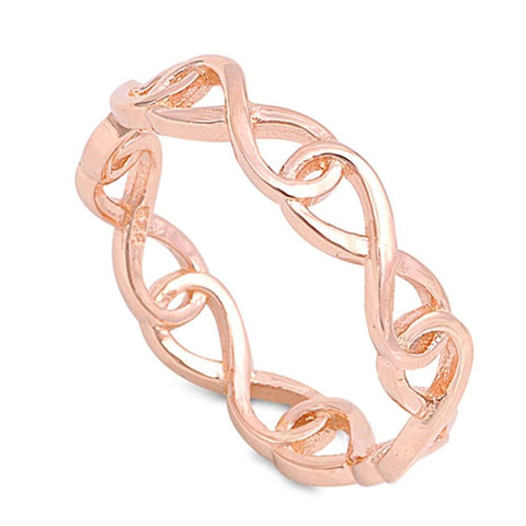 Rose Gold Plated Sterling Silver Fancy Wraparound Infinity Ring with Ring Face Height of 6MM