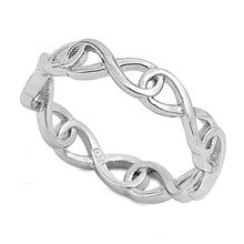 Load image into Gallery viewer, Rhodium Plated Sterling Silver Fancy Wraparound Infinity Ring with Ring Face Height of 6MM