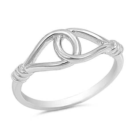 Sterling Silver Circle Link Ring with Ring Face Height of 7MM