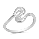 Rhodium Plated Sterling Silver Curve Shape Ring with Ring Face Height of 11MM