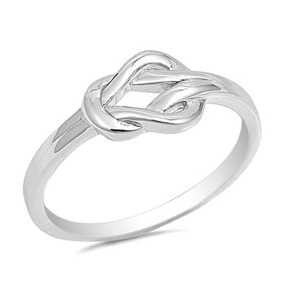 Sterling Silver Fashionable Love Knot Ring with Face Height of 8MM