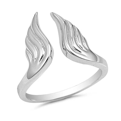 Sterling Silver Fashionable Ring with Angel Wings Design and Ring Face Height of 16MM