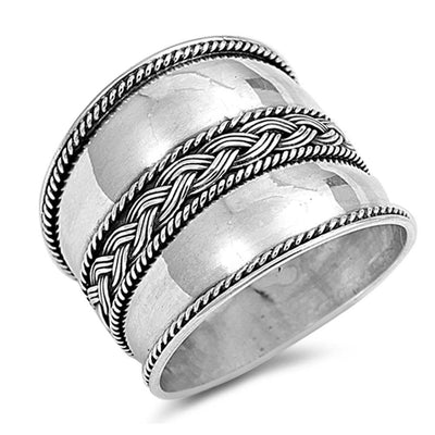 Sterling Silver Twisted Rope Bali Design Ring