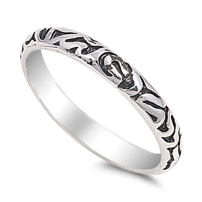Sterling Silver Tribal Design Plain RingAnd Face Height 4MM