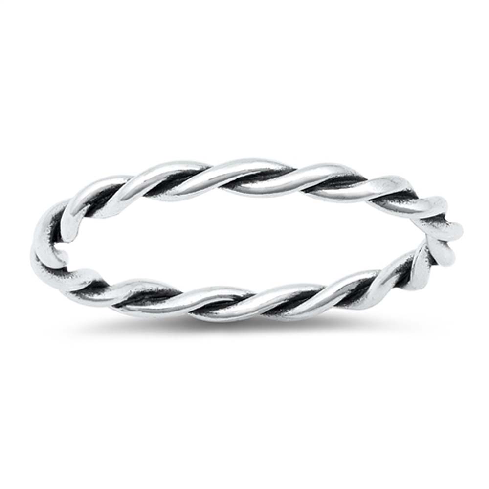 Sterling Silver Slightly Twisted Plain Ring With Face Height of 3MM