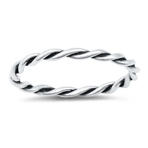 Sterling Silver Slightly Twisted Plain Ring With Face Height of 3MM