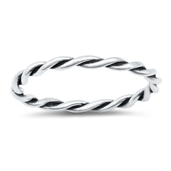 Sterling Silver Slightly Twisted Plain Ring With Face Height of 3MM