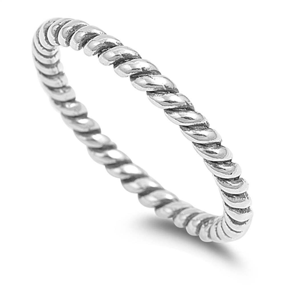 Sterling Silver Twisted Plain Ring With Face Height of 3.5MM