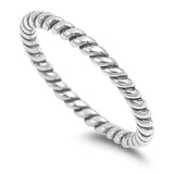 Sterling Silver Twisted Plain Ring With Face Height of 3.5MM