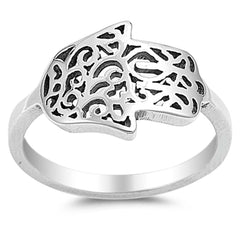 Sterling Silver Rodium Plated FinishAnd Hand of God Plain Ring With Face Height of 12MM