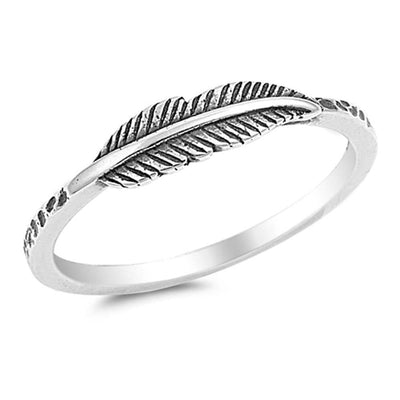 Sterling Silver Rhodium Plated Feather Shaped Plain RingsAnd Face Height 4mm