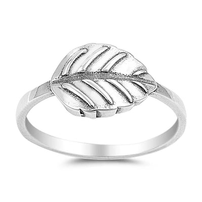 Sterling Silver Sideways Petite LeafAnd Rodium Plate Finish Ring