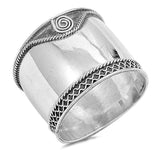 Sterling Silver Bali Design Ring with Rope Edge and Loop Design with Ring Face Height of 19MM