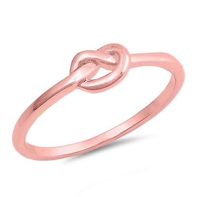 Sterling Silver Rose Plated Mini Knot Shaped Plain RingsAnd Face Height 5mmAnd Wire Thickness 1.5mm