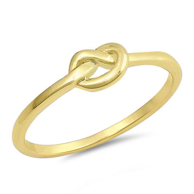 Sterling Silver Yellow Gold Plated Mini Knot Shaped Plain RingsAnd Face Height 5mmAnd Wire Thickness 1.5mm