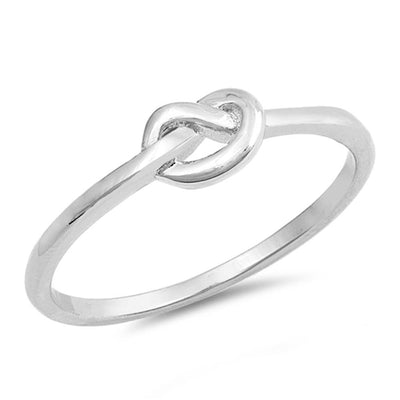 Sterling Silver Rhodium Plated Mini Knot Shaped Plain RingsAnd Face Height 5mmAnd Wire Thickness 1.5mm