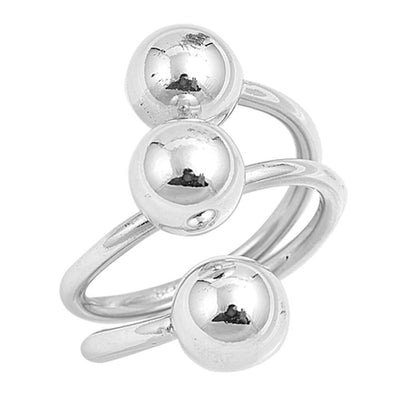 Sterling Silver High Polish FinishedAnd Triple Silver Sphere RingAnd Face Height 24MM