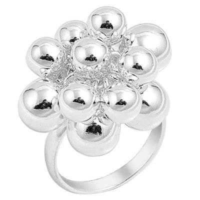 Sterling Silver High Polish Finished Multiple Silver Sphere RingAnd Face Height 21MM
