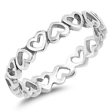 Load image into Gallery viewer, Sterling Silver Oxidized Finish Hearts Pattern Ring With Face Height of 4MM